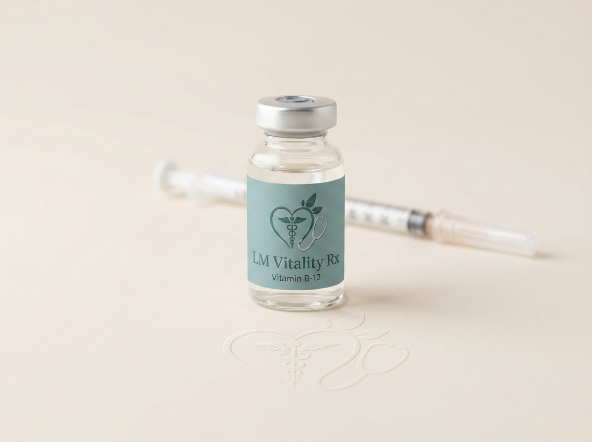 LM Vitality Rx branded B-12 injection vial