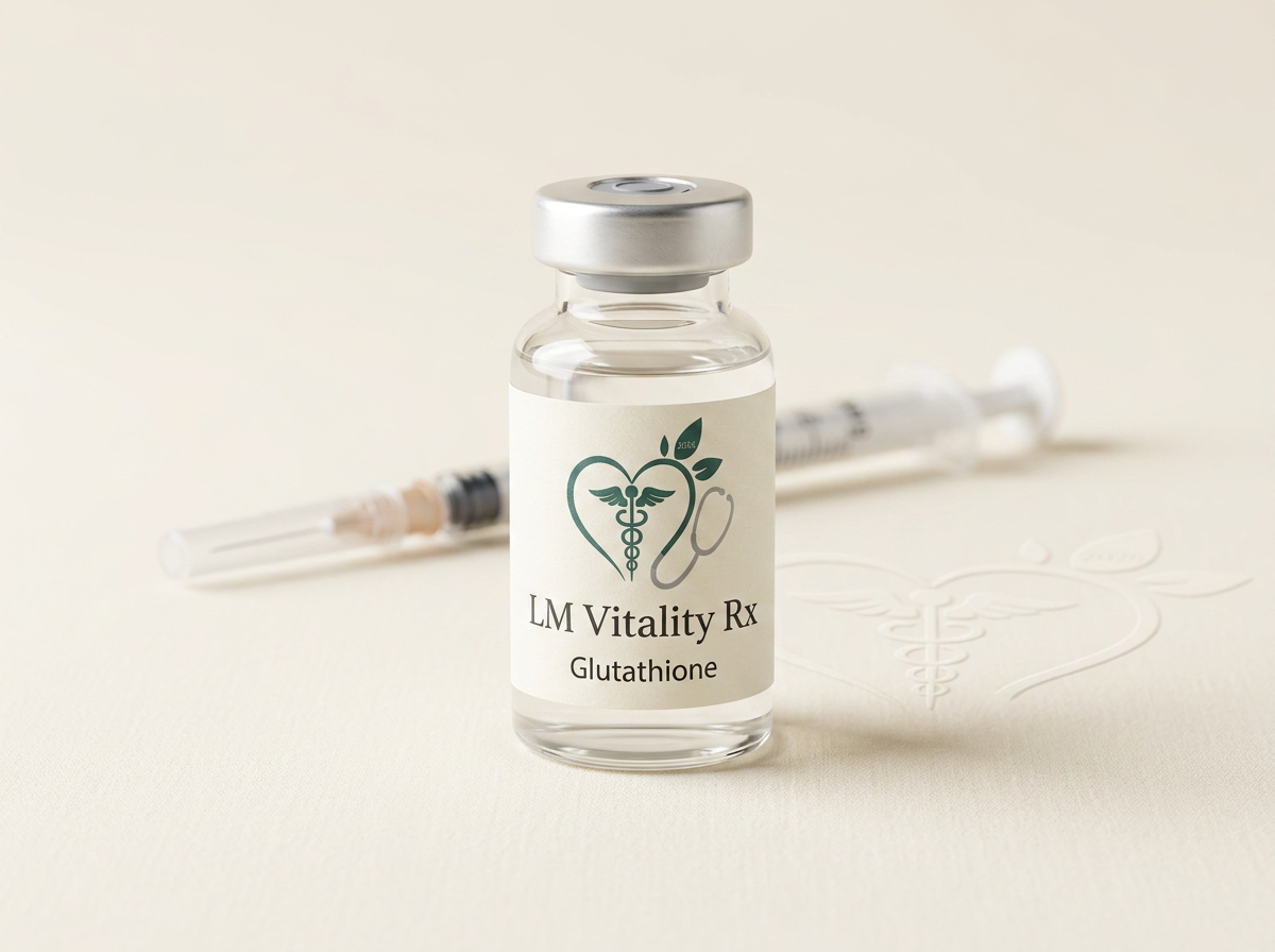 LM Vitality Rx branded glutathione injection vial