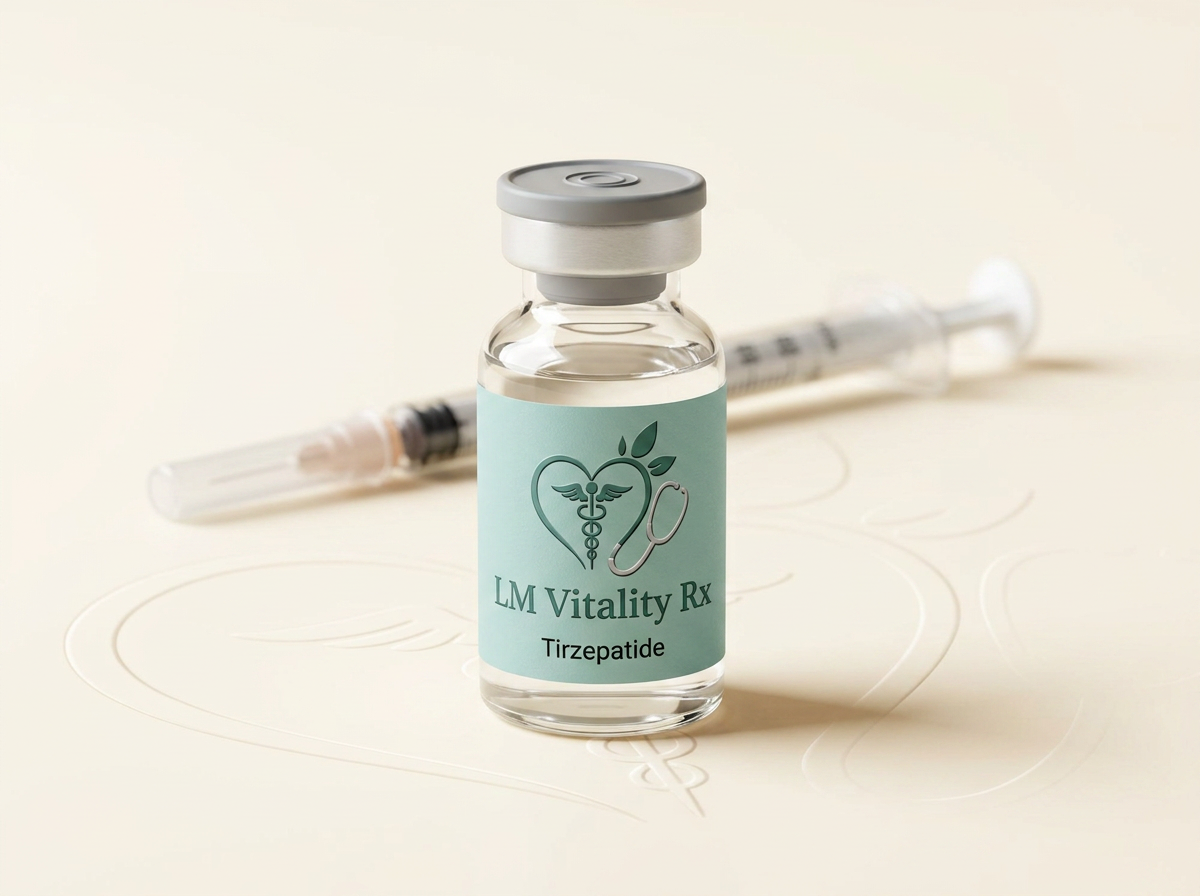 LM Vitality Rx branded injectable tirzepatide vial