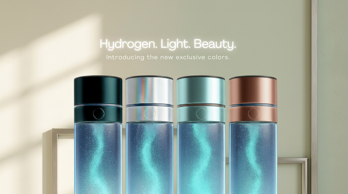 Four LUMA hydrogen bottles displayed together