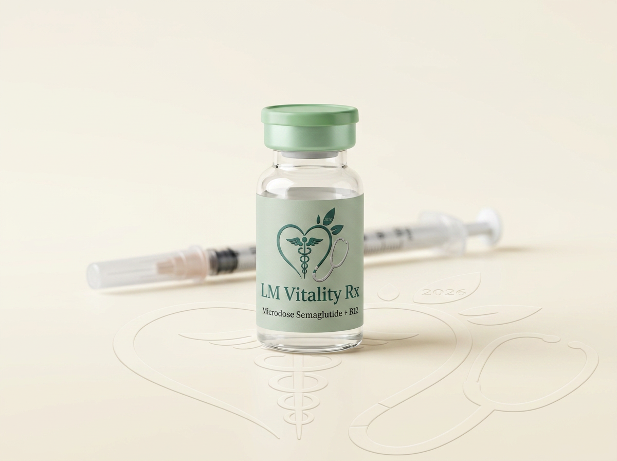 LM Vitality Rx branded microdose semaglutide with B12 vial