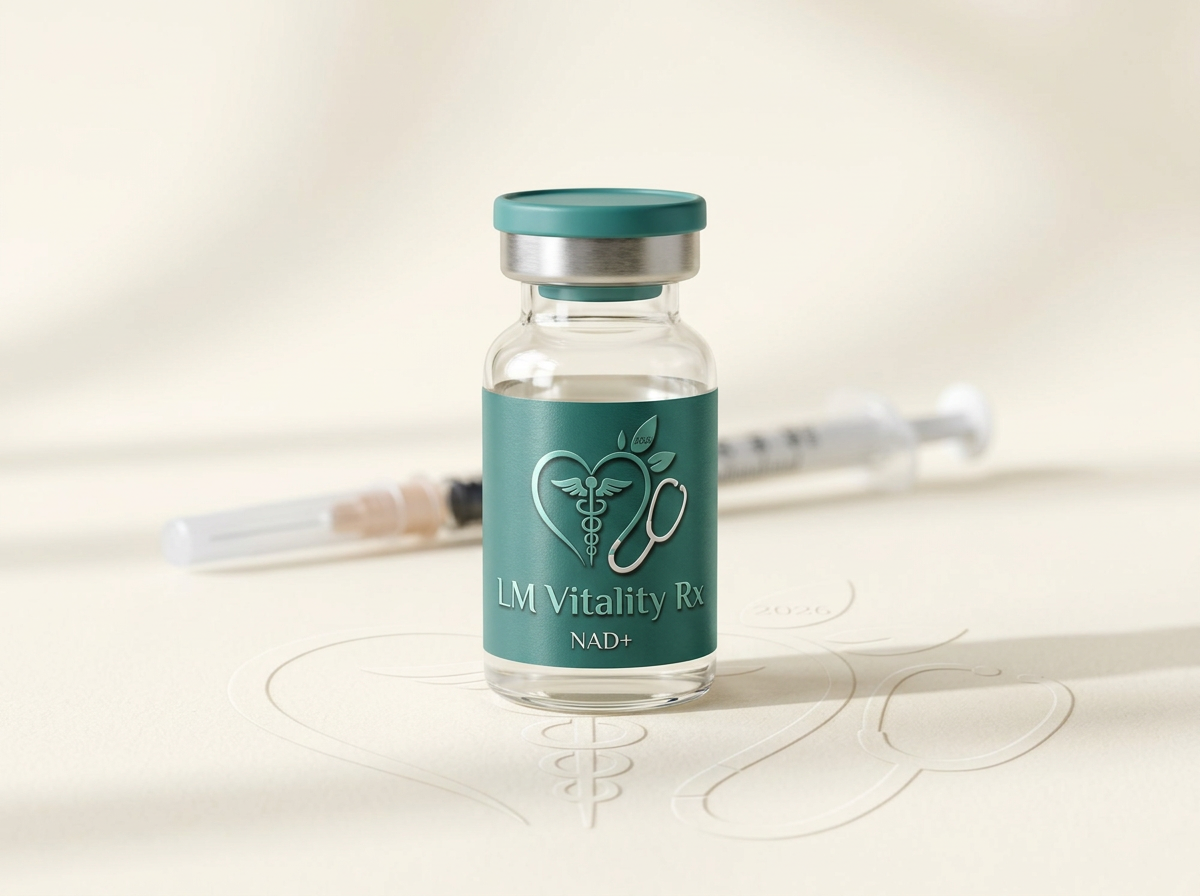 LM Vitality Rx branded NAD+ injection vial