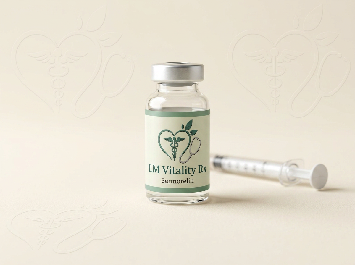 LM Vitality Rx branded sermorelin injection vial